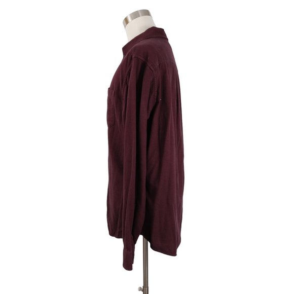 Eddie Bauer Mens XL Heavy Cotton Flannel Shirt Classic Fit Maroon Red Button Up - Picture 4 of 11